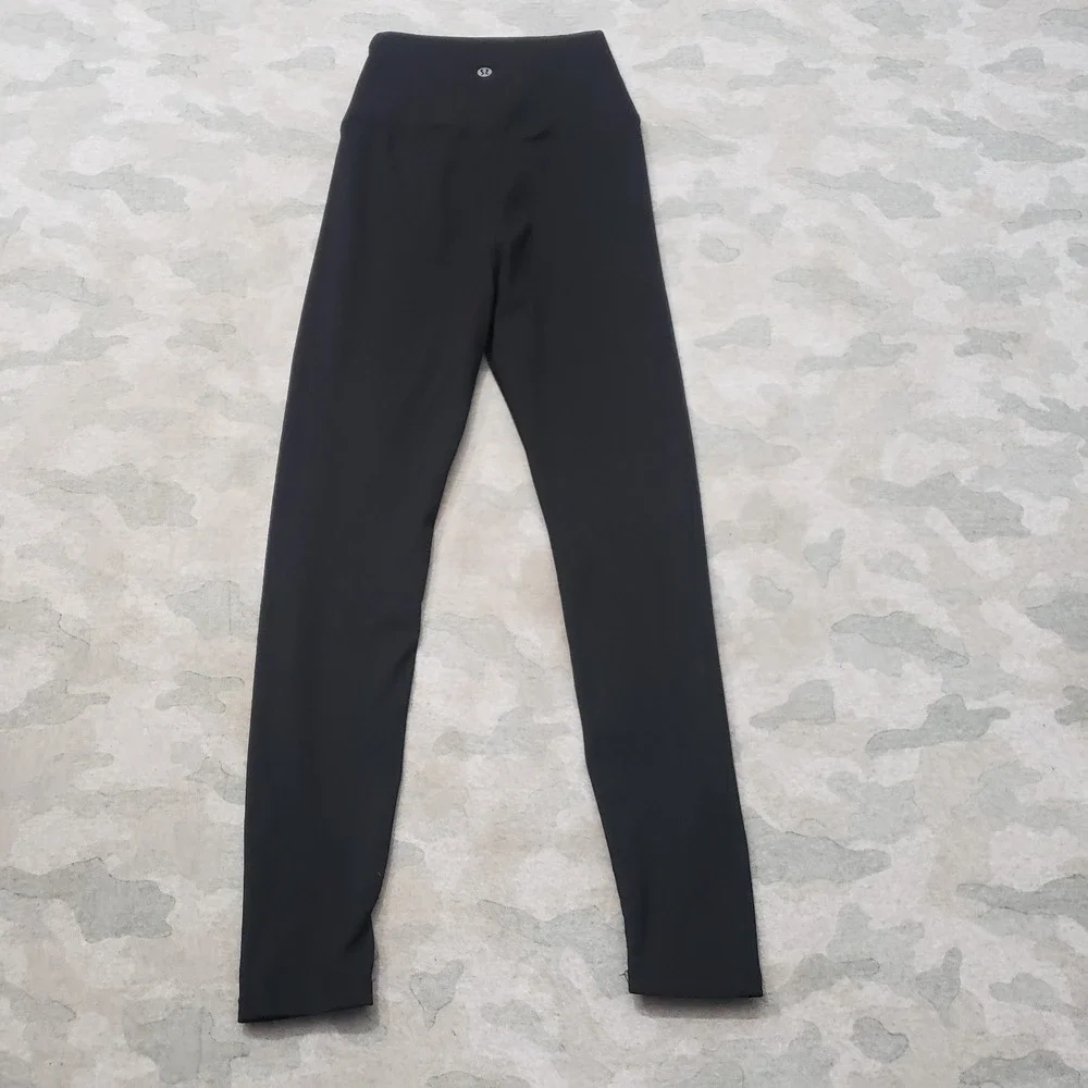 Lululemon Leggings Womens 0 Black Pull On Gym Yoga Fitness Running Activewear